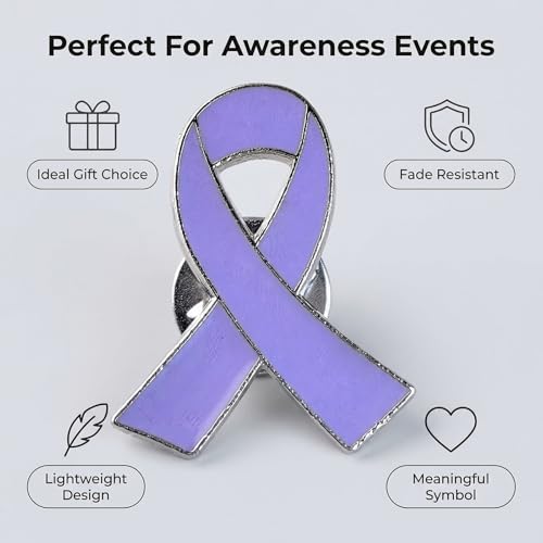 Image of Awareness Enamel Lapel Pin - Nickel and Gold Plated Ribbon Pin - Prevention and Awareness Ribbon - Jewelry Brooch Pin with Secure Clutch Back