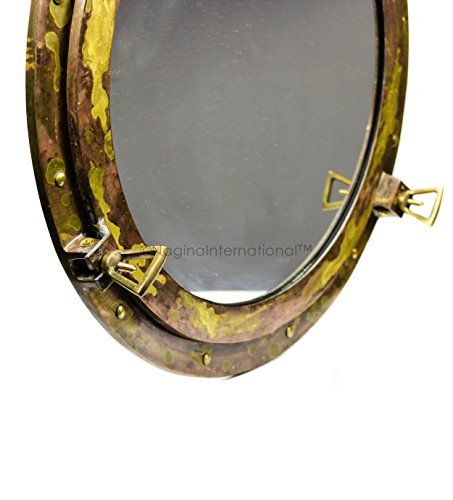 Nagina International Antique Brass Porthole Mirror | Maritime Ship's Decor | Wall Hanging (11 Inches) - Image 6