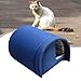 Bothyi Winter Warm Stray Cat Shelter Cats Cave Bed Outside Versatile Hideaway House for Yard Barn Porche Garage, Blue, 40x32x32cm