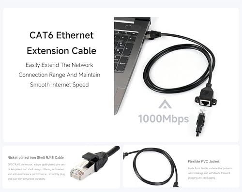 Cable Extensor Ethernet Cat 6, Pack 2, 1 m C/U RJ45 miniatura 3