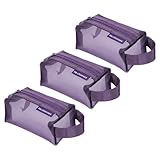QUARKZMAN Bolsa De Malla con Cremallera Mini 2' X 4', 3 Pzs Pequeña Pouch De Nylon para Maquillaje Estuche Cosmético Bolsas De Malla para para Auriculares, Tarjeta De Crédito, Morado