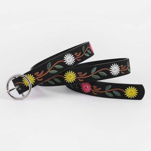 Vintage Belts for Women Embroidered Floral Belt Leather Waist Country Western Cowgirl PU Belt for Dresses Jeans3
