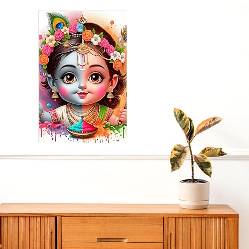 Image of Twinster Bal krishna Posters Photo for Pregnant Women, Baby Poster Self Adhesive (Size 45 cm by 30 cm) Pack of 1 (Design 10)