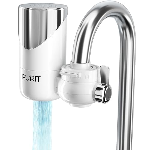 PURIT Filtro de agua para grifo de cocina – Reduce cloro, metales, bacterias y PFAS – Cartuchos Eco de cerámica diatomea y carbón activo vegetal, 1 unidad incluida – 1000 l.