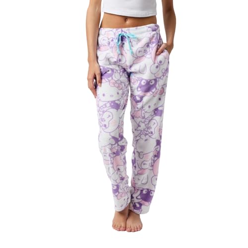 Hello Kitty & Friends Characters All-Over Print - Pantalones de pijama de felpa para mujer, Hello Kitty Aop Púrpura, XX-Large