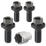 Farad GalaxyLock ZA/MX Black Lug Bolt Wheel-Locks Kit Suitable for Audi A3 (M14 X 1.5 Thread Size) - Set of 4 Lug Bolts + 1 Key
