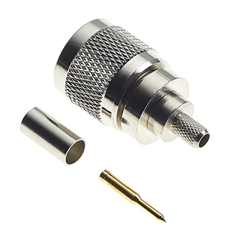 N Male Crimp Type RG58U   Enchufe Tipo N para RG8X RG 8X LMR240, Conector Adaptador Coaxial De RF Niquelado con Pines De Oro Construcción De Latón Mecanizado   Paquete De 2