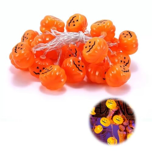 WUSJCOF 20 LED Lanterna Zucca Stringa con 2 modalità, decorazioni halloween casa, zucca halloween luminosa, per Feste Halloween, Zucca di Luci Stringa Halloween (3 metri)