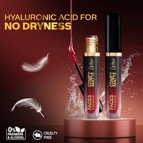 Image of FACESCANADA Comfy Matte Wow Liquid Lipstick Maroon Maven 05 3.8ml | One Swipe Application | Highly Pigmented | Comfortable Wear | Glides Smoothly | Long Lasting | Transferproof