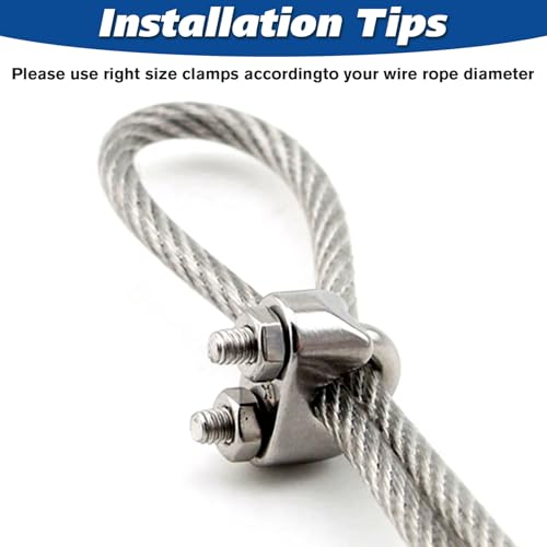 Forbabe Drahtseilklemme 4mm 20 Stück M4 Edelstahl Buegelklemme, U Bolzen Seilklemmen für Drahtseilkabel Ø 4 mm (4mm)