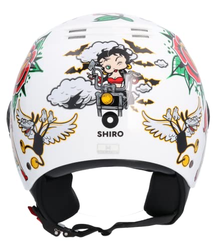 Motorradhelm Halbschale, ECE-zugelassen, La Betty, Weiß, Größe S (55/56)