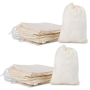 Chielor 50Pcs Cotton Muslin Bags – 5.9 x 3.9 Inches Eco-friendly Drawstring Bags for Reusable Sachet, Crafts, Teas, Spices, Soaps, Jewellery, Crafts, Parties, Decor & Favour Gifts for Home Supplies