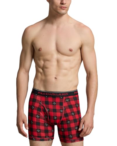 Image of POLO RALPH LAUREN Men's Classic Fit Cotton Boxer Briefs, Trunks & Long Leg Available, 3-Pack