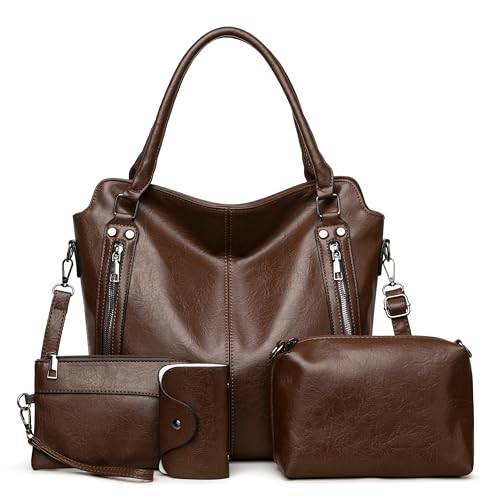 2E-youth Purses for Women Large Tote Women's Handbag Set Faux