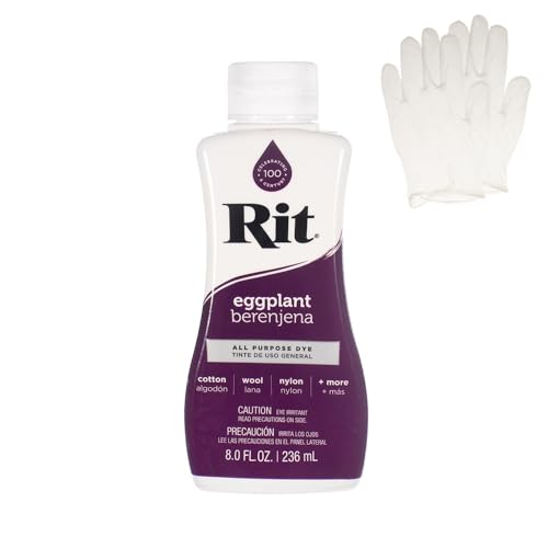 Rit Dye Liquid Fabric Dye for Crafting Clothing and Dcor 8 oz. Bottle Eggplant (Gloves Included)