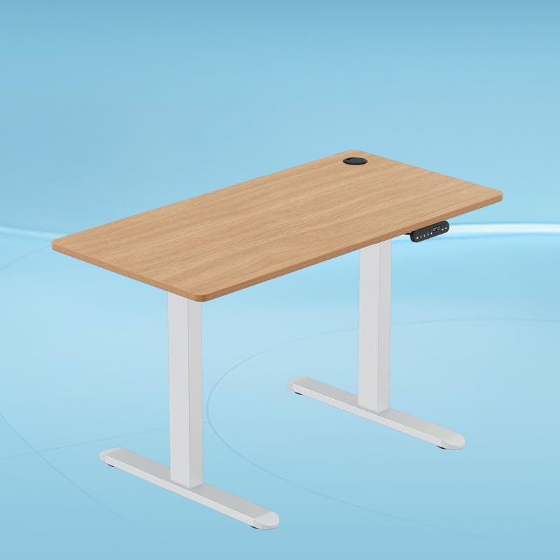 The Sleep Company - AeroPlus Electric Height Adjustable Desk | Ergonomic Work from Home Table | 4 Memory Presets | 2 Years Warranty | 1200 x 600 Thick Top | Free Installation | Oak & White