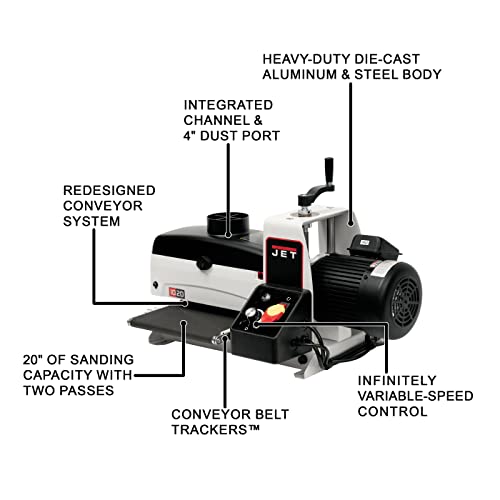 Jet Jwds-1020, 10-Inch Benchtop Drum Sander, 1Hp, 1Ph 115V (723510), White And Black #TOP1