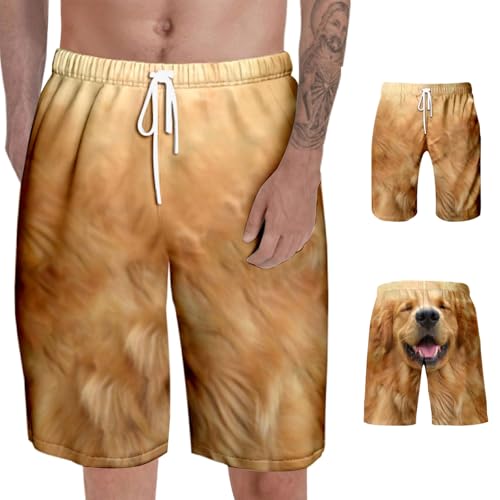 Generisch Badehose Herren Lustige Hunde-Strandhose, Leichte Atmungsaktive Shorts, Sommer Lässige Shorts, Weiche Heim-Nachtwäsche, Niedliche Tier-Bedruckte Unterhose, Schwimmhose