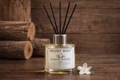 Image of Jasmine Serenity Reed Diffuser Air Freshener 50ml with 5 Premium Black Reed Sticks | Long Lasting Floral Fragrance for Home, Bathroom, Office desks & Small Rooms
