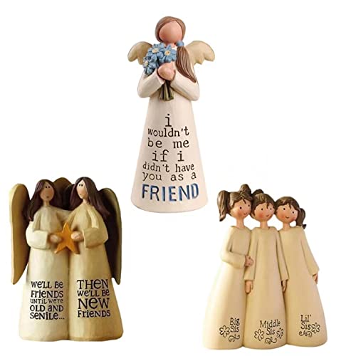 Qiyuda Guardian Angel Statue Celebrate Sister Friends Friendship-Memorial Friendship Sculpture Decorative Home Decor Ornament, Praying Angel Sculpture Statue (Style 2) #TOP26