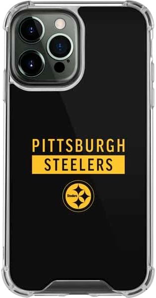 Skinit Clear Phone Case Compatible with iPhone 13 Pro Max - Officially Licensed NFL Pittsburgh Steelers Black Performance Series Design