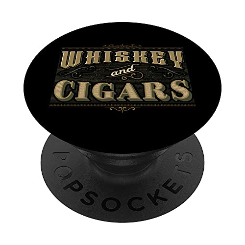 Whiskey And Cigars For Cigar Lover Smoking Whiskey Drinking PopSockets PopGrip Intercambiabile