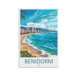 Benidorm - Lienzo decorativo para pared, diseño de amantes de España, para sala de estar, dormitorio, baño, oficina, decoración del hogar, 30 x 45 cm