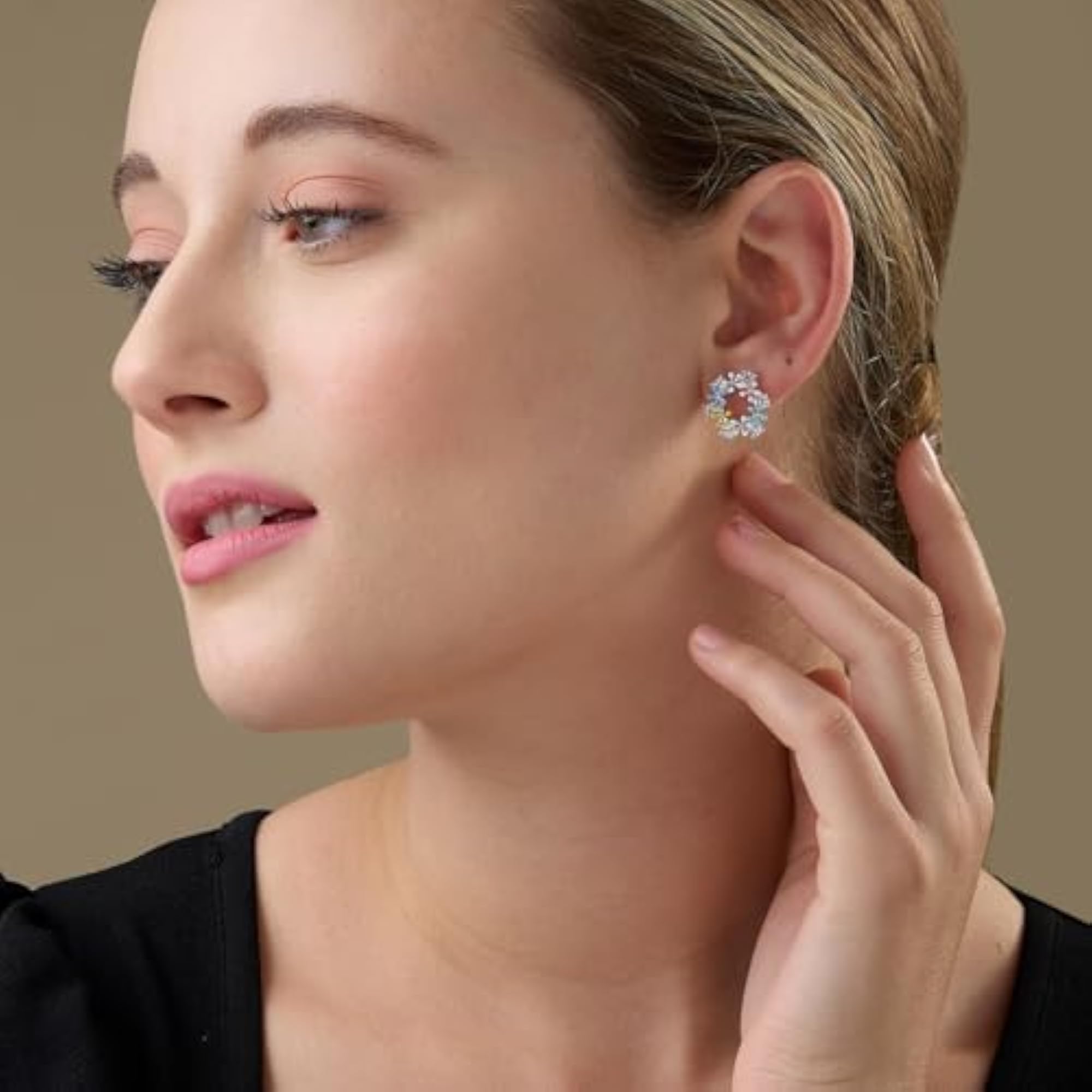 Multicolour Enamel Floral 925 Sterling Silver Earrings Set
