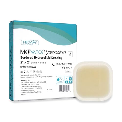 MedVanceTM Hydrocoloide - Apósito hidrocoloide adhesivo con bordes, 5 cm x 5 cm, caja con 5 apósitos