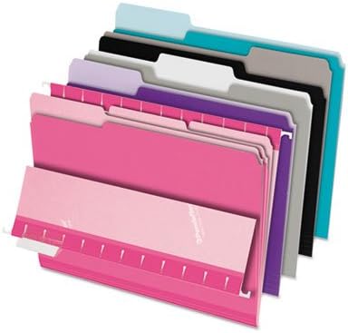 Pendaflex Interior File Folders, 1/3 Cut, Top Tab, Letter, Pastel Assortment, 100/Box
