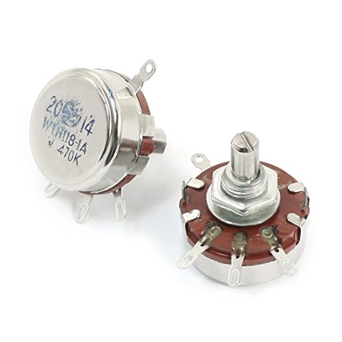 Aexit 2pcs WTH118-1A Variable Resistors 470K Ohm 20% 2W Rotary Carbon Potentiometers Film Potentiometer