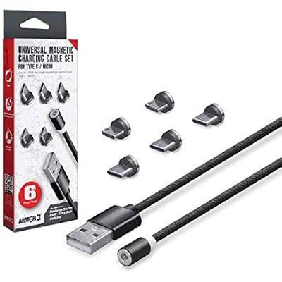 Armor3 M07476-BK Universal Magnetic Charging Cable Set for Type C/Micro for Nintendo Switch&reg;/PS4&reg;/Xbox One&reg;/Android&reg;