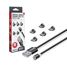 Armor3 M07476-BK Universal Magnetic Charging Cable Set for Type C/Micro for Nintendo Switch/PS4/Xbox One/Android 6 Pieces Black