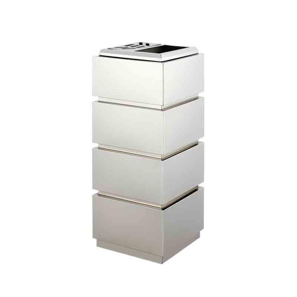 Posacenere da esterno Bidoni per hotel in acciaio inox oro/argento atrio verticale quadrato asse colonna corridoio club corridoio esterno porta sigarette porta mozziconi (argento)