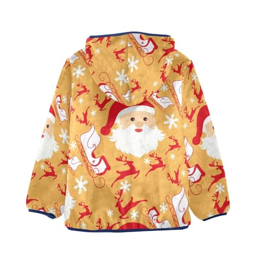 Santa Claus Reindeer and Sleighs Girls Fleece Jacket Girls Fall Jacket Girls Zip Up Hoodie Girls Sherpa Jacket 2-10T2