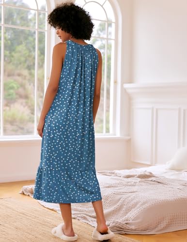 Image of Ekouaer Women's Nightgowns Long Sleeveless Night gown with Pockets Soft Ladies Nightdress