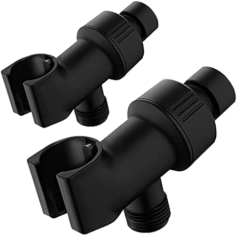 2-PIECES-PACK Universal Shower Head Holder for Handheld Shower Head, Adjustable Shower Holder with Brass Pivot, Shower Arm Mount Holder Bracket, Shower Arm Adapter, Shower Wand Holder - Matte Black Cover