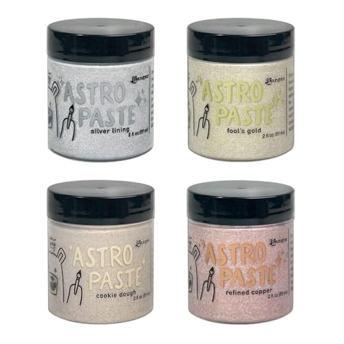Ranger Ink Simon Hurley Create. Astro Paste Bundle and Paste Tool Set - Cookie Dough, Fool's Gold, Refined Copper, Silver Lining image 5