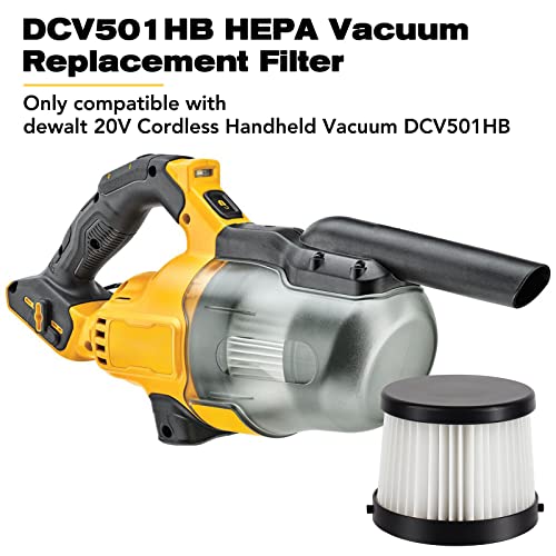 Image of DCV501HB Filter For DEWALT 20V Vacuum Cordless Handheld Vacuum DCV501HB with 1 Cleaning Brush - Compared to Part # DCV5011H - Washable and Reusable (2 Pack)