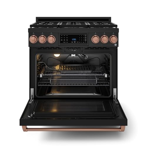 Image of Gordon Ramsay by THOR Kitchen 36 Inch Professional Liquid Propane Range with Tilt Panel Touch Control in Black /Rose Gold