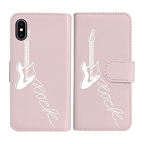 sslink iPhone17 Air アイフォン17エア 対応 手帳型 ピンク ケース エレキギター ロック ミュージック ホワイト ダイアリータイプ 横開き カード収納 フリップ カバー