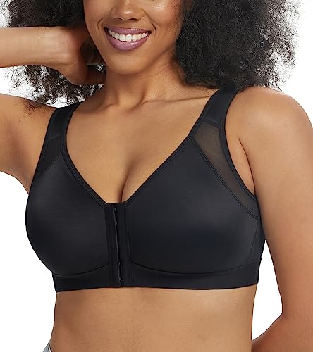 Lemorosy Soutien-Gorge Fermeture Devant Redresse Dos sans Armatures sans Rembourrage Noir 105C