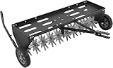 Doniks 40-Inch Tow Behind Plug Aerator with Transport Wheels, Lawn Aerator Tow Behind with Galvanised Steel Tines and Extra-Wide Tow Bar, Pull Behind Aerator for Gardens, Lawns, Farms