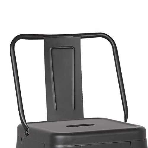 Ac Pacific Modern Industrial Metal Bar Stool, Bucket Back And 4 Leg Design Ideal For Kitchen Island Or Counter Top, Set Of 2, 30" Seat, Matte Black #TOP2