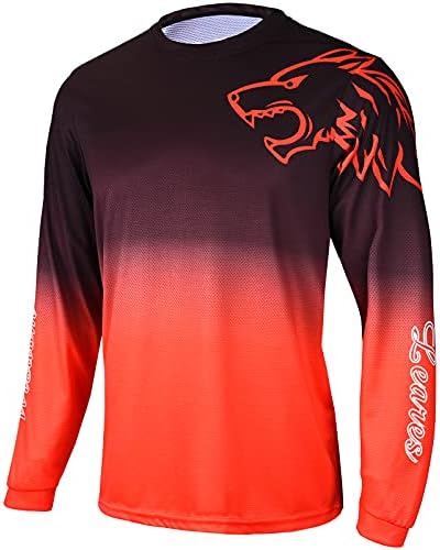 Wisdom Leaves Men Mountain Bike Jersey Long Sleeve Downhill mtb Shirts Quick Dry and Moisture-Wicking