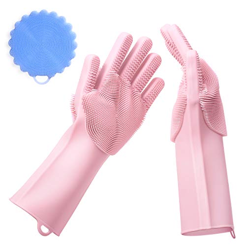 Valourgo Silicone Washing Gloves BPA free Reusable Silicone Cleaning Gloves Sponge Brush to