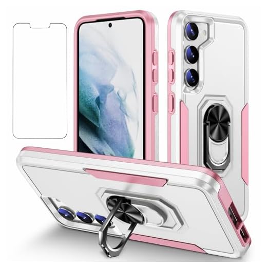 Capa para Samsung Galaxy A73 5G Capinha | Com [suporte giratório de 360° para toque] e [proteção de tela de vidro temperado] - Branco