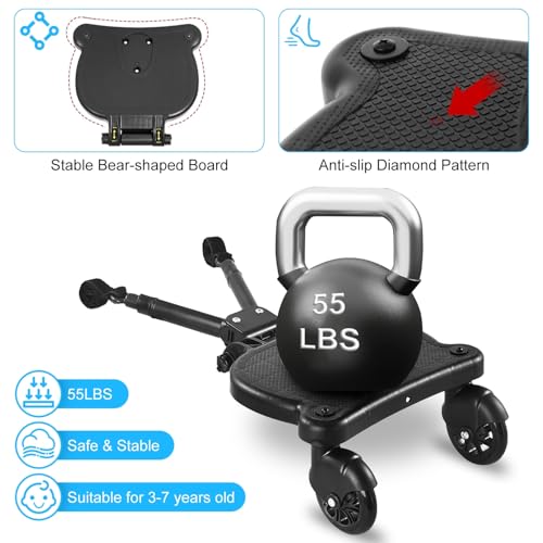 Image of Universal Stroller Board with Detachable Seat for New Parents, 2 in 1 Sit & Stand Stroller Board, Stroller Standing Board, Stroller Attachment for Toddler to Ride, Holds Children Up to 55lbs