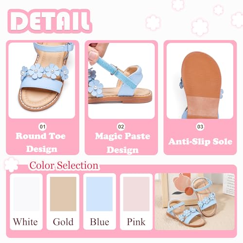 Image of Flaryzone Girls Sandals Open Toe Summer Flats Dress Sandals Shoes Toddler /Little Kid