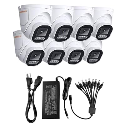 TIGERSECU 5MP Wide Angle Dome Security Camera Bundle 8-Pack